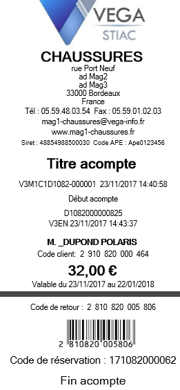 Ticket d'acompte